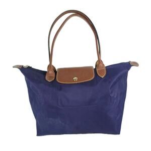 Longchamp Le Pliage Eggplant Nylon Medium Top Handle Travel Tote Purse Handbag